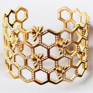 Gold Honeycomb Cuff Bracelet